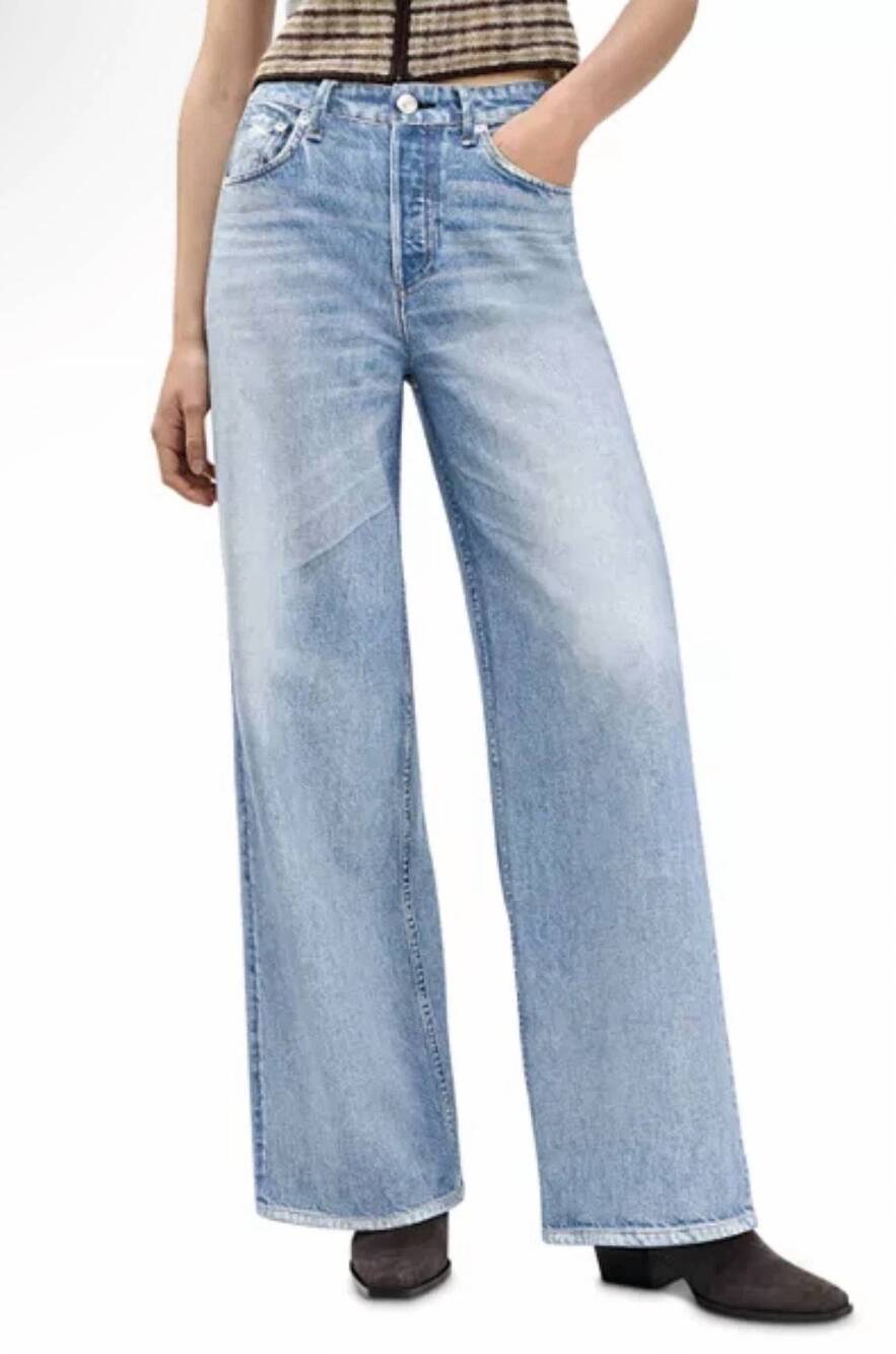 NEW RAG & BONE raily miramar terry sofie wide pant in blue